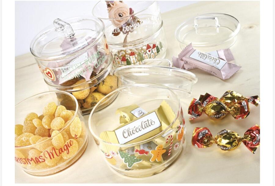 Wald Contenitore Impilabile in Vetro Borosilicato "Christmas Magic" — Natale, con Coperchio, Ø11x13,5h cm