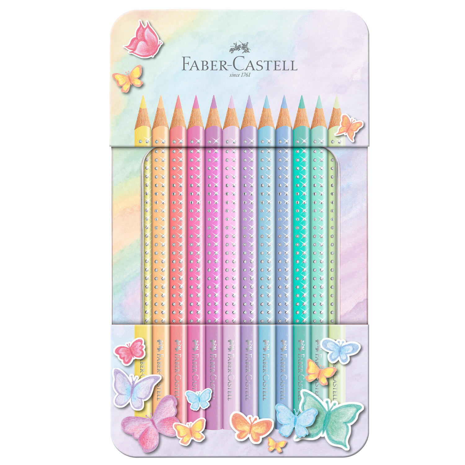 Matite Assortite Sparkle Pastel Astuccio in Metallo FABER-CASTELL - conf. 12 pz