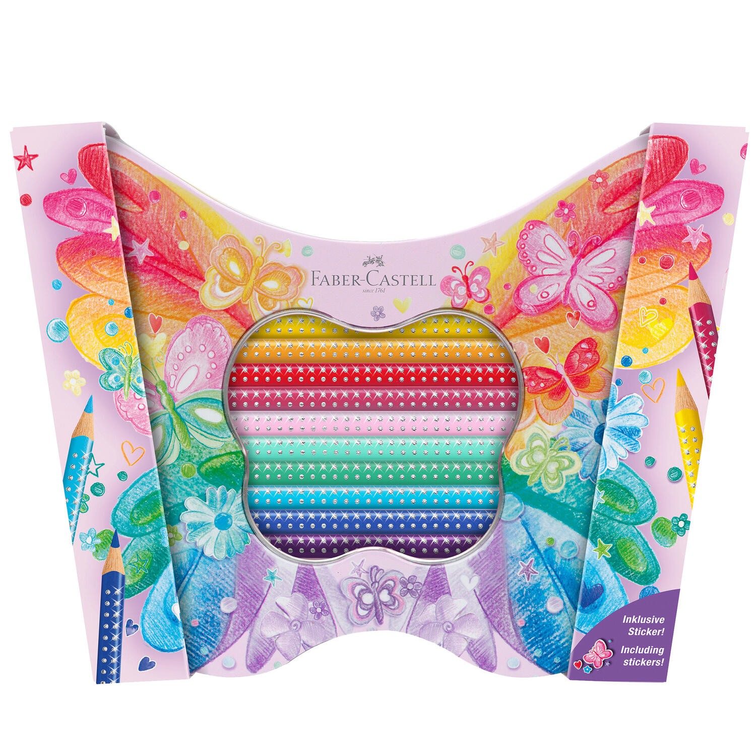 Matite Colorate Sparkle Astuccio Farfalla FABER-CASTELL - conf. 20 pz