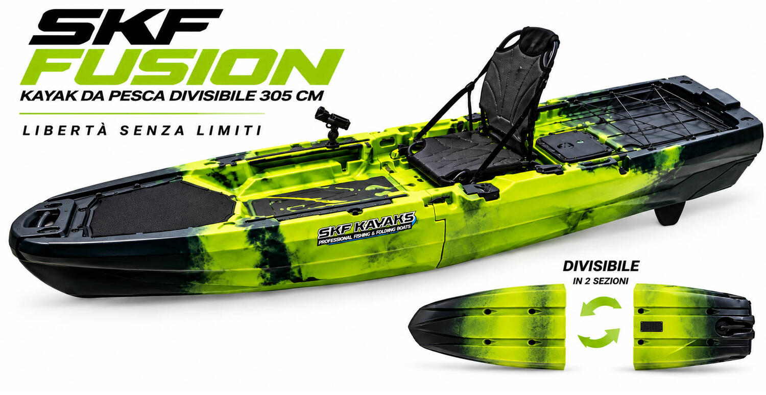 Kayak da pesca divisibile smontabile con predisposizione motore - SKF Fusion - 305 cm 
