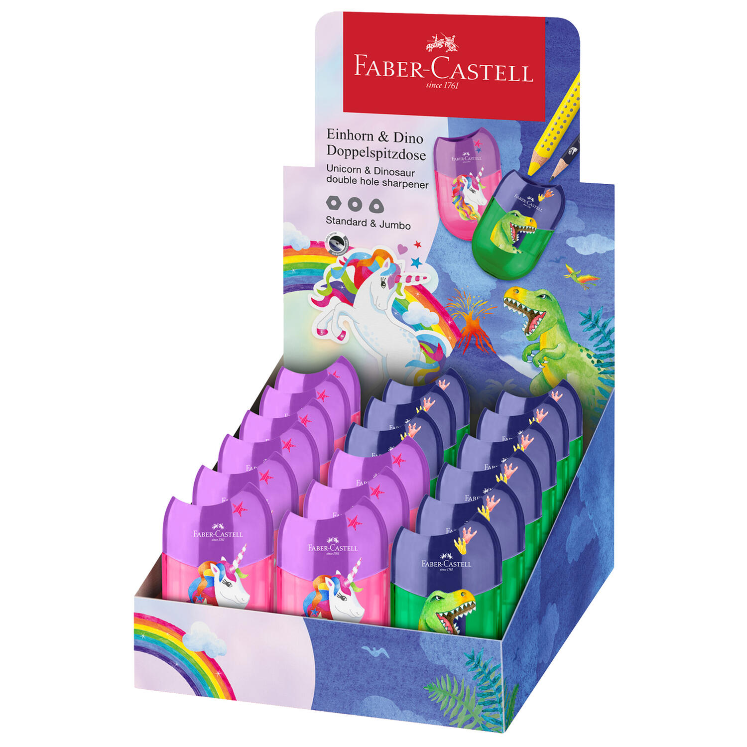 Temperamatite Fantasie Assortite Unicorno e Dinosauro FABER-CASTELL - conf. 18 pz