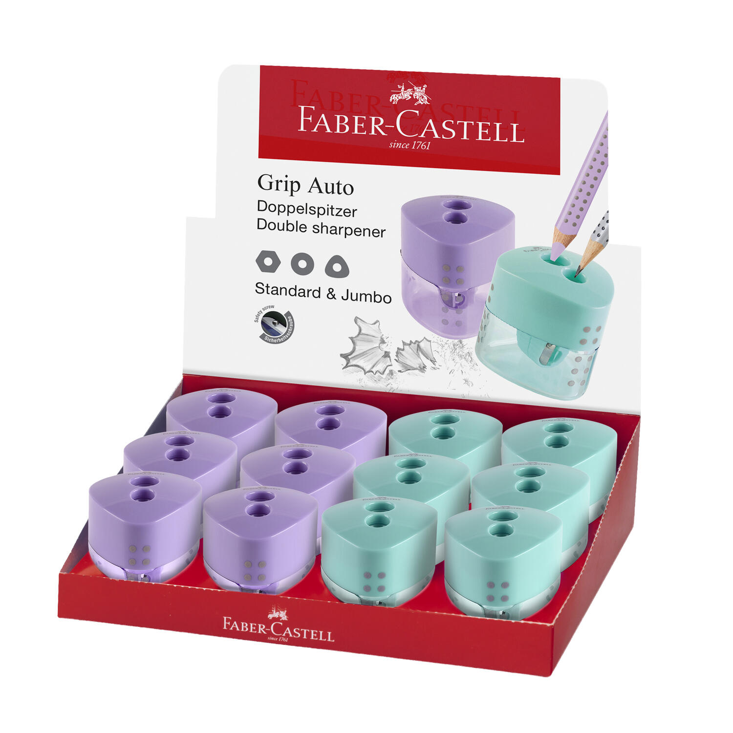 Temperamatite Grip Auto con 2 Fori FABER-CASTELL - conf. 12 pz