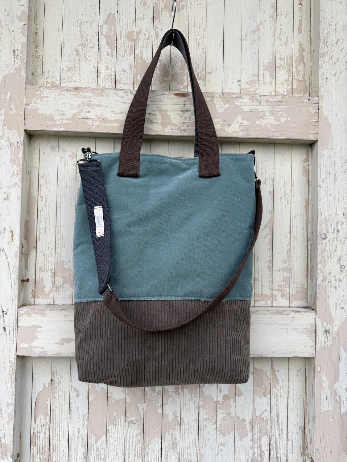 Borsa verde opalino e marrone 