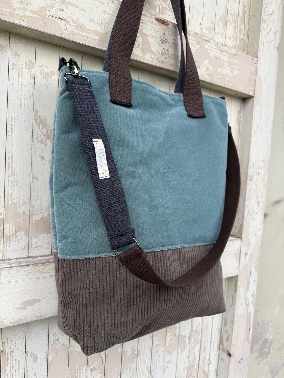 Borsa verde opalino e marrone 