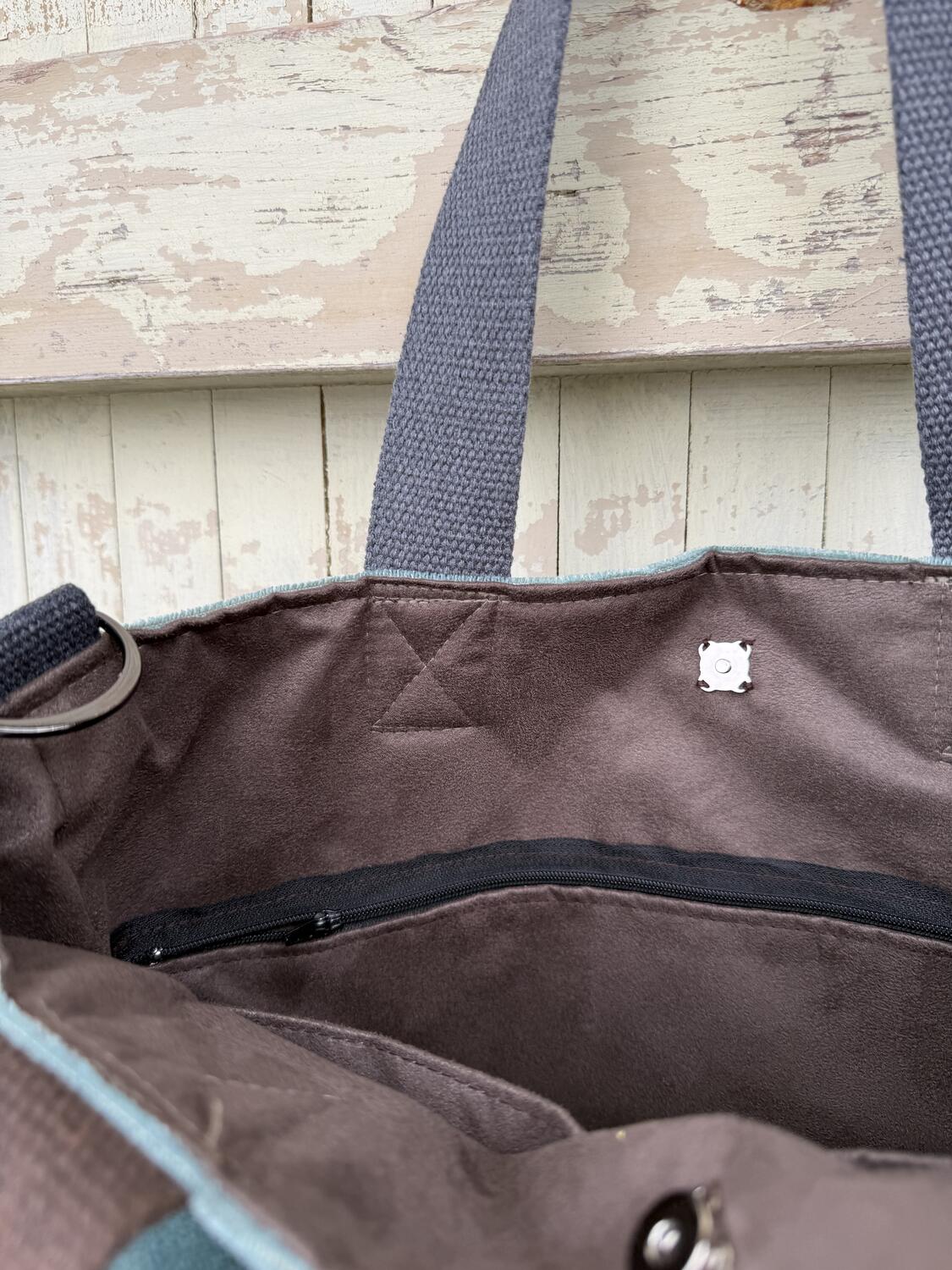 Borsa verde opalino e marrone 
