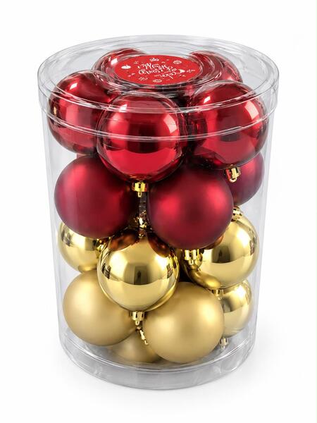 PALLINE DI NATALE 6CM DA 20PZ PER ALBERO DI NATALE OPACHE\LUCIDE COLORE ORO E ROSSO