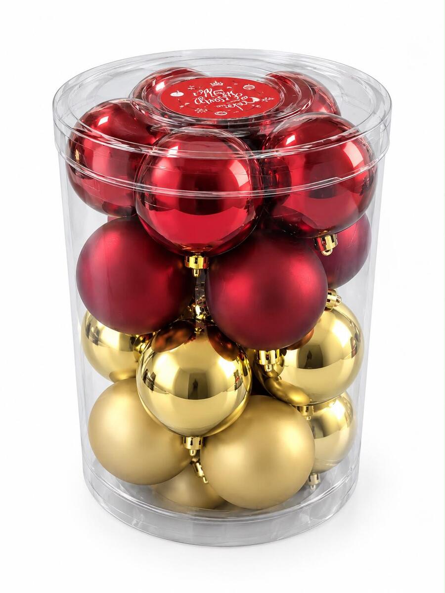PALLINE DI NATALE 6CM DA 20PZ PER ALBERO DI NATALE OPACHE\LUCIDE COLORE ORO E ROSSO