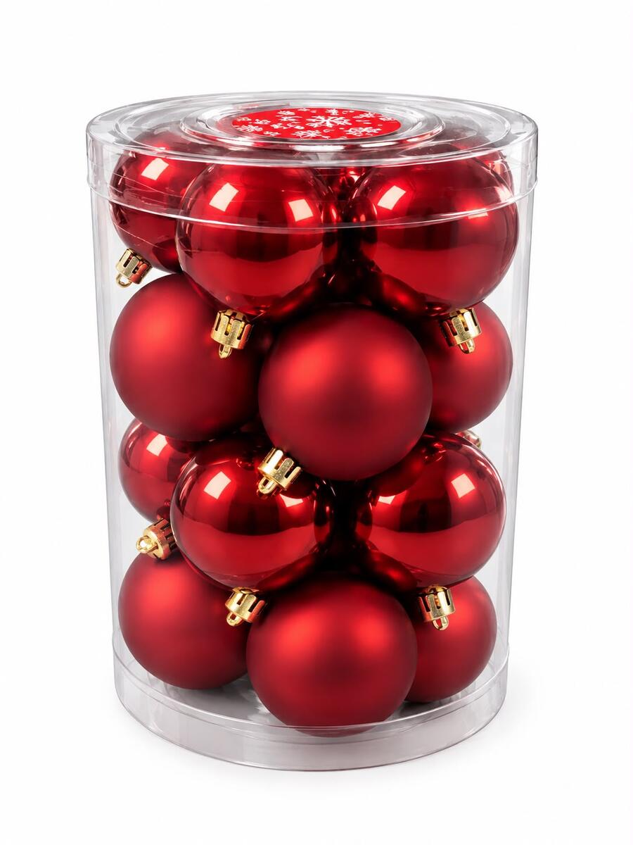 PALLINE DI NATALE 6CM DA 20PZ PER ALBERO DI NATALE OPACHE\LUCIDE COLORE ROSSO