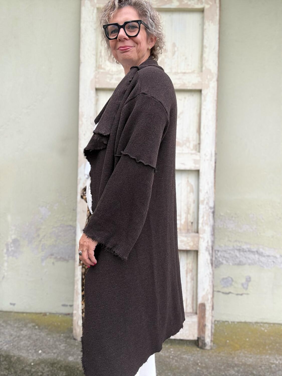 Cardigan lungo marrone scuro 