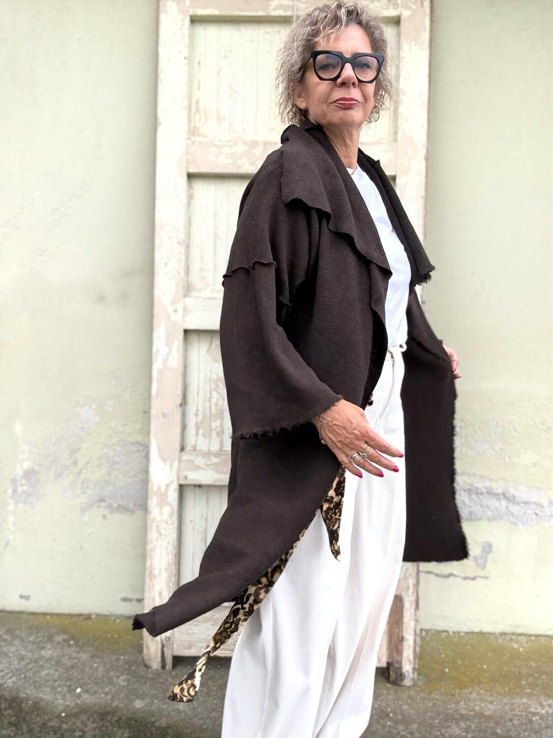 Cardigan lungo marrone scuro 