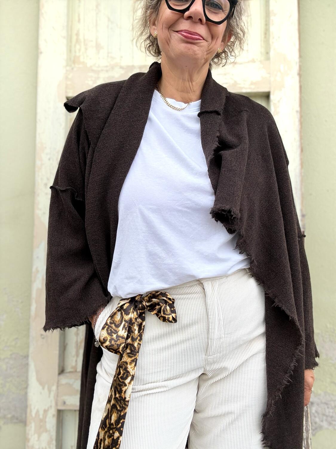 Cardigan lungo marrone scuro 