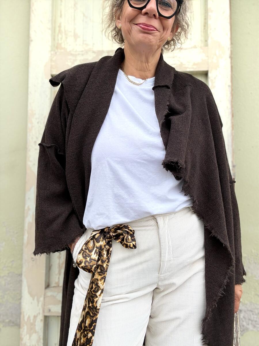 Cardigan lungo marrone scuro 