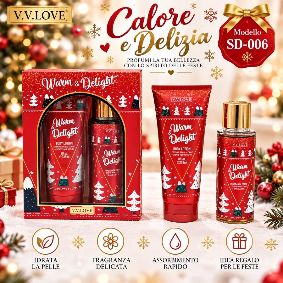 V.V. Love Warm & Delight Body Lotion Da  236 ml + Fragranza corpo da 84 ml [Conf.da 6 pezzi]