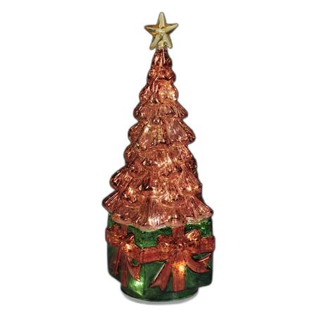 Fantin Argenti Albero di Natale Rosso su Pacco Verde in Vetro con LED e Stella