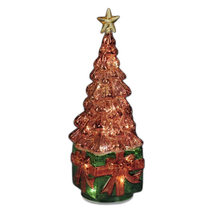Fantin Argenti Albero di Natale Rosso su Pacco Verde in Vetro con LED e Stella
