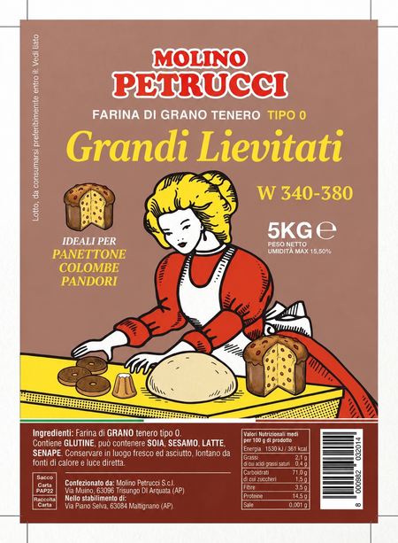 PANETTONE-COLOMBA E GRANDI LIEVITATI KG.5 W340-380 TIPO 0