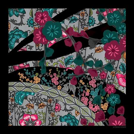 Foulard quadrato 90x90 cm in modal stampato HANOI NERO