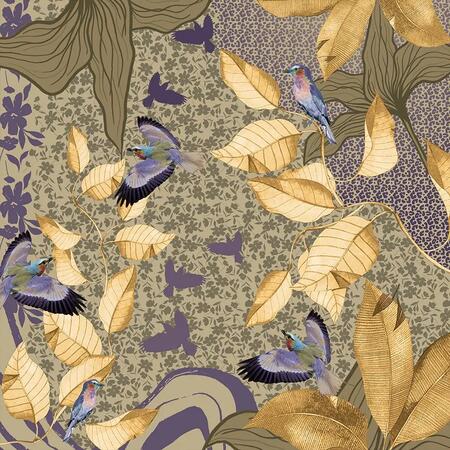Foulard quadrato 90x90 cm in modal stampato LAURIER AMBRE