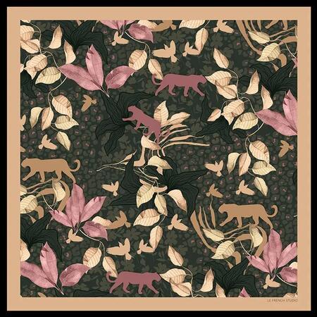Foulard quadrato 90x90 cm in modal stampato PANTHERE KAKI