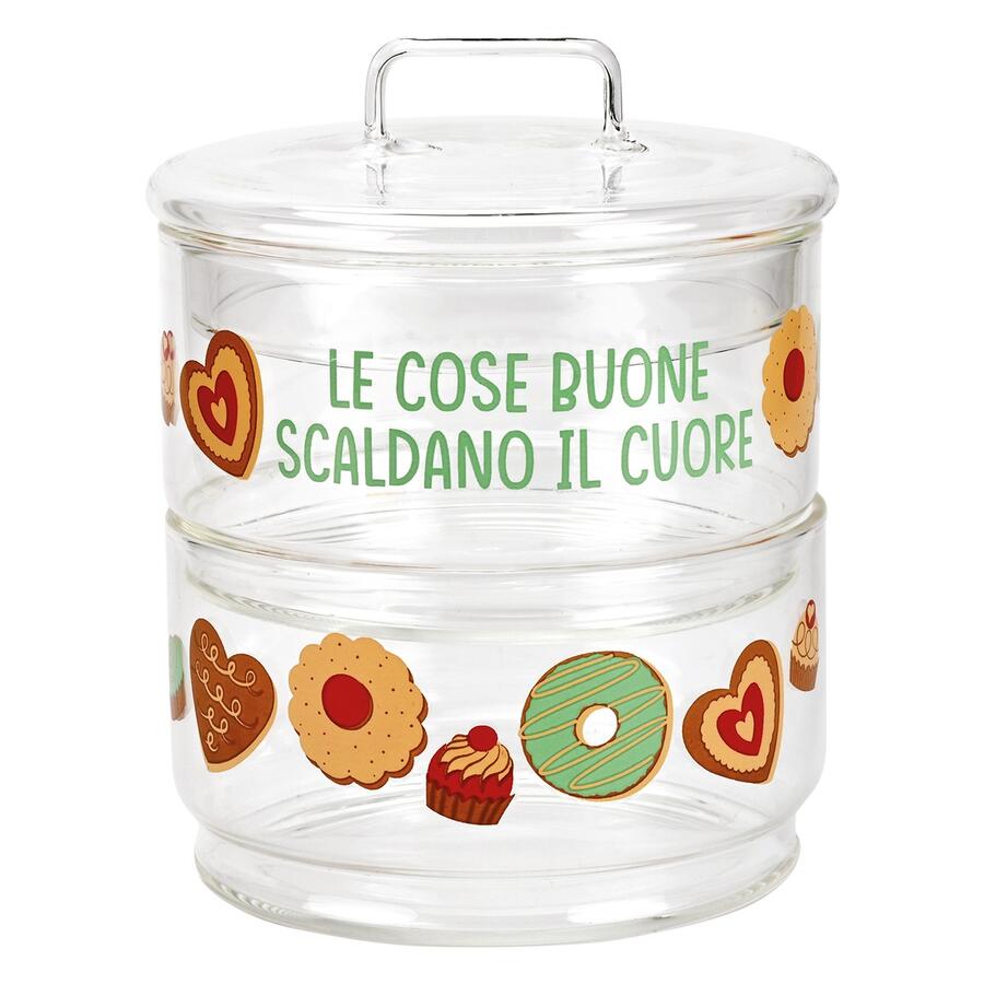 Wald Contenitori Impilabili in Vetro Borosilicato “Dolcezza” con Coperchio