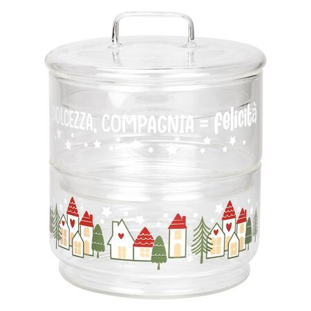 Wald Contenitori Impilabili in Vetro Borosilicato “Relax” con Villaggio Natalizio