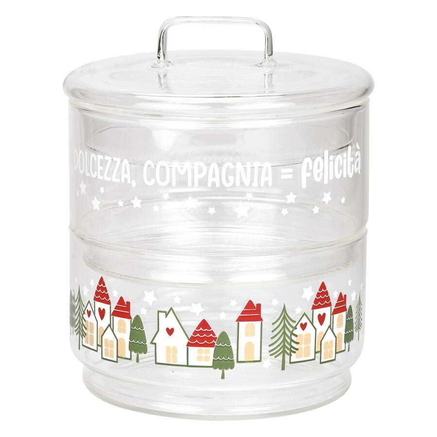 Wald Contenitori Impilabili in Vetro Borosilicato “Relax” con Villaggio Natalizio