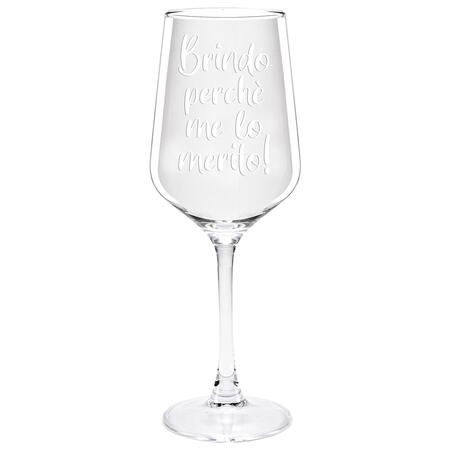 Wald Set 2 Calici in Vetro “Brindo” con Scritta Incisa