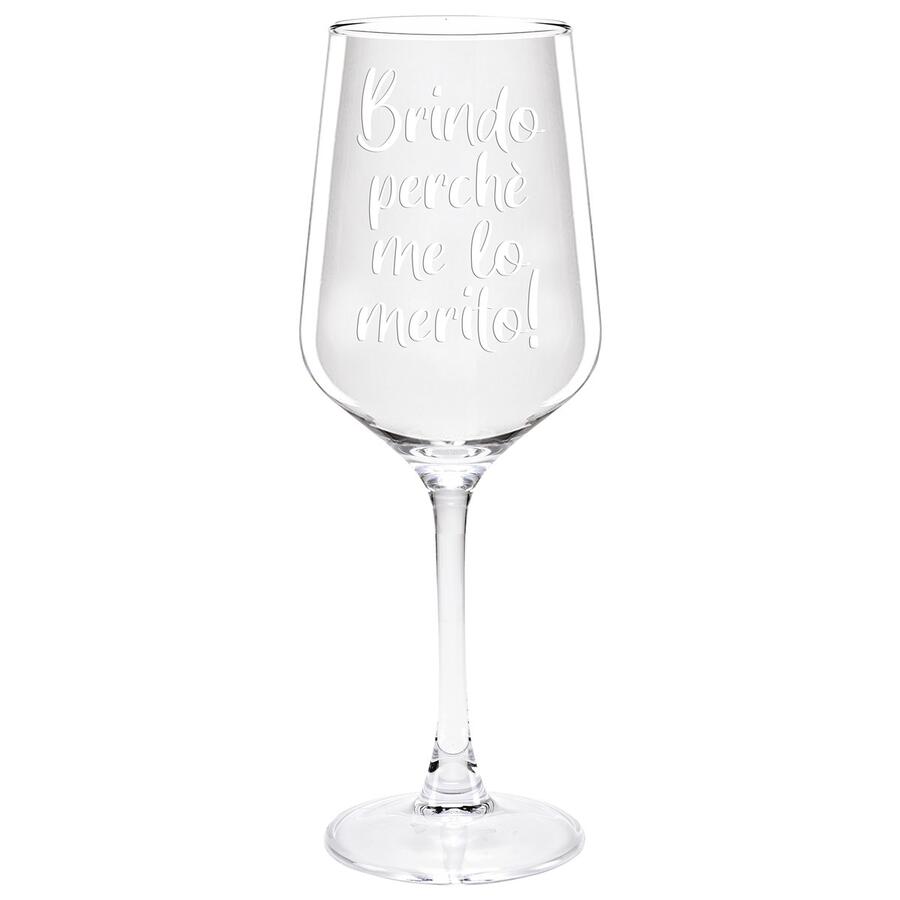 Wald Set 2 Calici in Vetro “Brindo” con Scritta Incisa