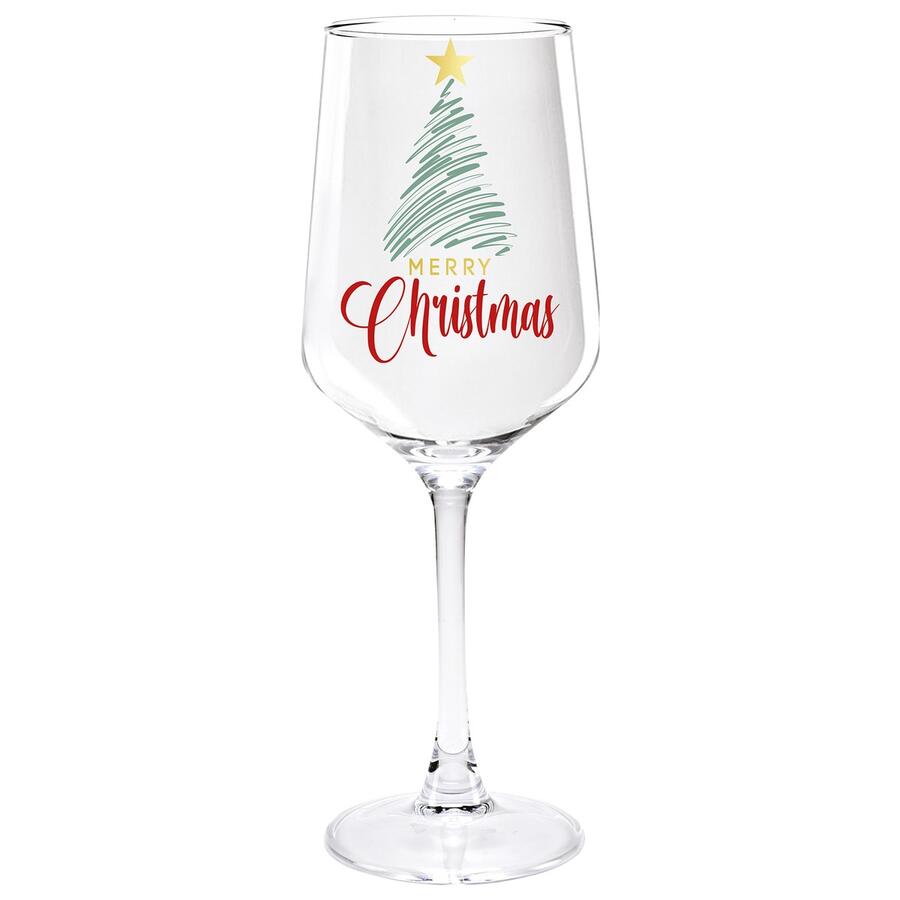 Wald Set 2 Calici in Vetro “Christmas” con Alberello e Stella Dorata