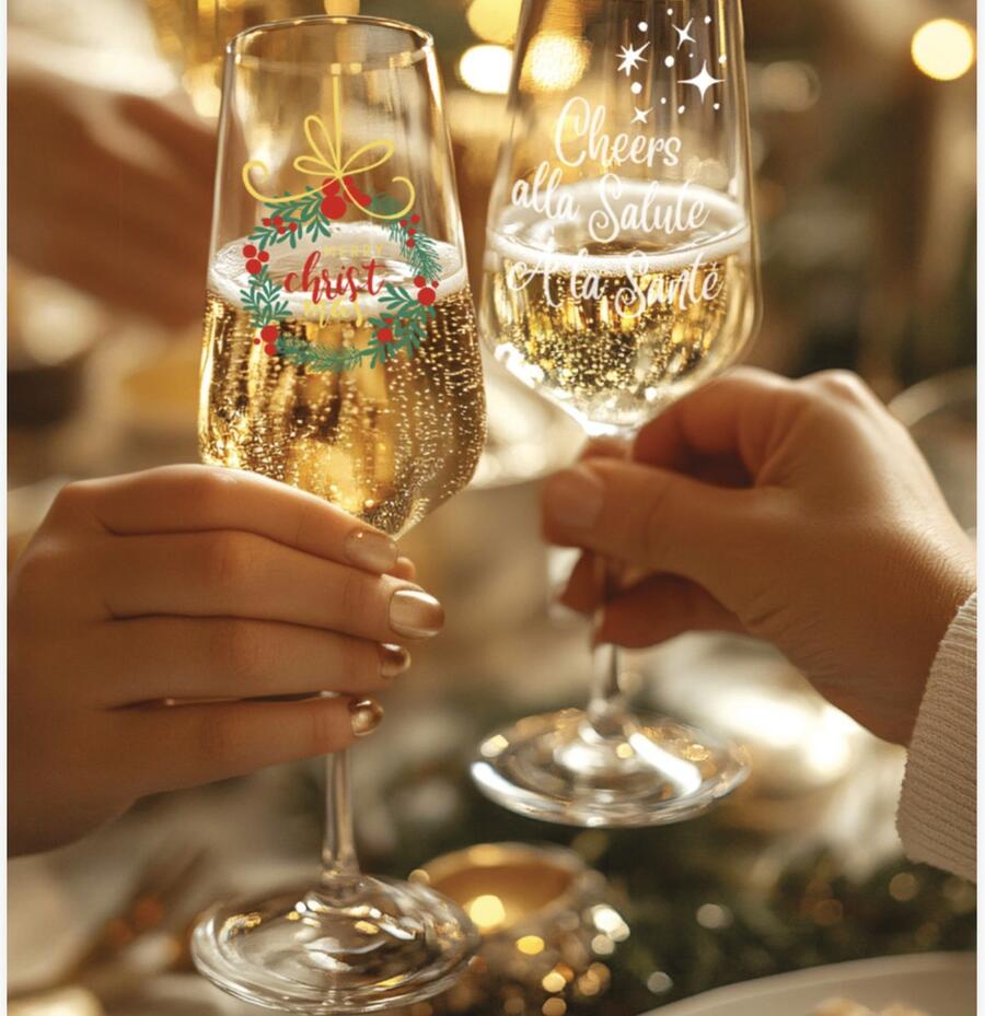 Wald Set 2 Calici in Vetro “Christmas” con Alberello e Stella Dorata