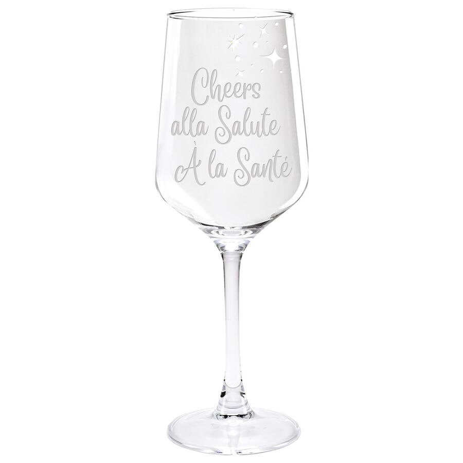 Wald Set 2 Calici in Vetro “Alla Salute” con Decoro a Stelle