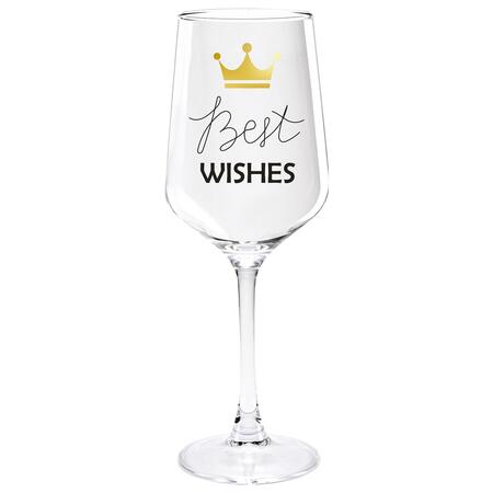Wald Set 2 Calici in Vetro “Best Wishes” — decoro corona dorata, 41 cl