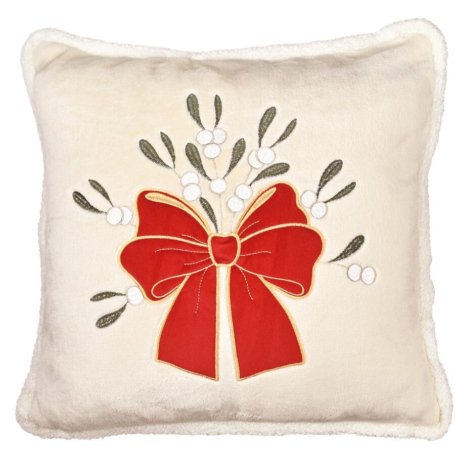 Wald Cuscino “Fiocco” — flannel con ricamo e applicazioni, 45x45 cm