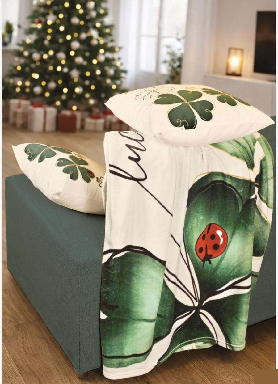 Wald Cuscino “Quadrifoglio” Lucky Me in Flannel 45x45 cm — Coccinella Portafortuna