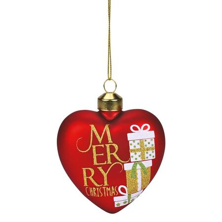 Wald Addobbo in Vetro Cuore “Merry Christmas” 8x3,5x8 cm — Pacchi Regalo