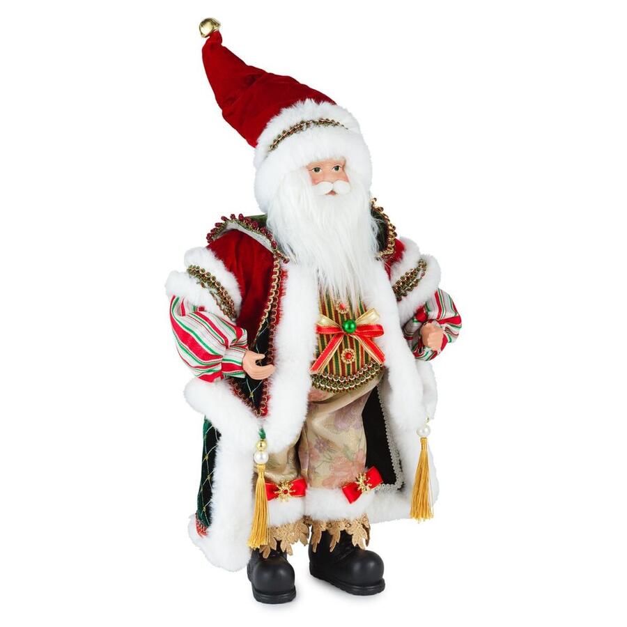 Henriette Babbo Natale con Fiocchi, Mantello Rosso e Verde H.45 cm – Santa Collection