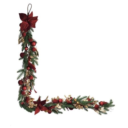 Henriette Festone Natalizio con Poinsettia e Bacche cm 190 – Collezione Royal Forest
