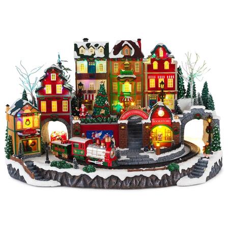 Henriette Villaggio Natalizio Merry X’mas con Luci, Musica e Movimento cm 65x50x38H – Collezione Villaggi