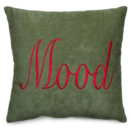 Henriette Cuscino “Mood” Verde con Ricamo Rosso cm 45 – Collezione H’mas Mood