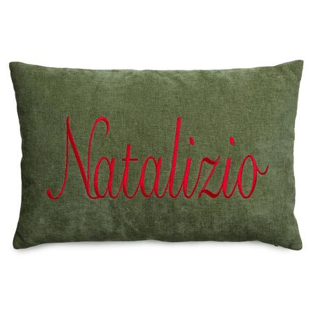 Henriette Cuscino “Natalizio” Verde con Ricamo Rosso cm 40x60 – Collezione H’mas Mood