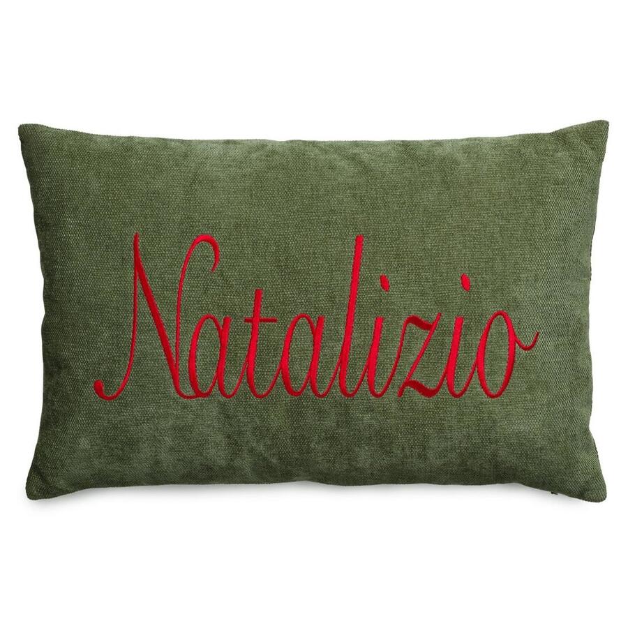 Henriette Cuscino “Natalizio” Verde con Ricamo Rosso cm 40x60 – Collezione H’mas Mood