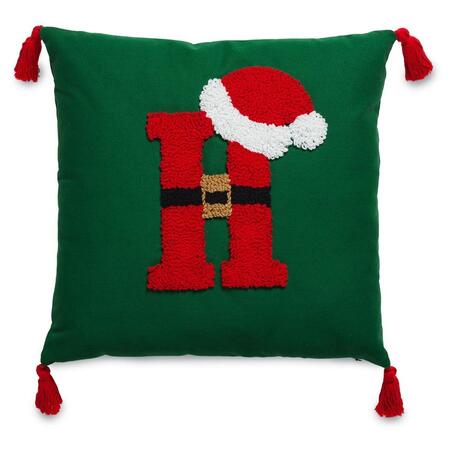 Henriette Cuscino “H’mas” Verde con Lettera H Babbo Natale cm 45 – Collezione H’mas Mood