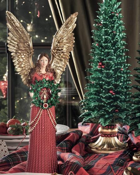 Henriette Angelo Rosso con Ghirlanda, Collezione Red&Gold Xmas, 16x8,5x36h cm