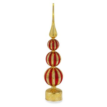 Henriette Puntale per Albero in Vetro Oro/Rosso con Luce - collezione Oro Brillante, Ø10 H.51 cm