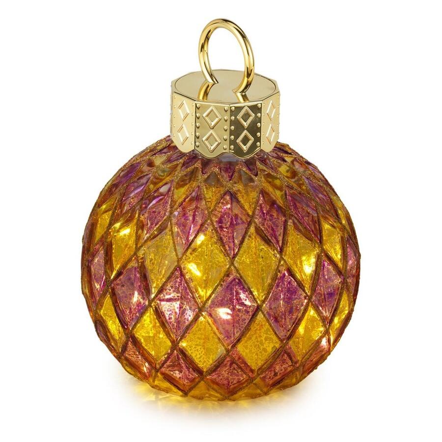 Henriette Sfera in Vetro Oro e Lilla con Luce LED - collezione Oro Brillante, Ø15 H.20 cm