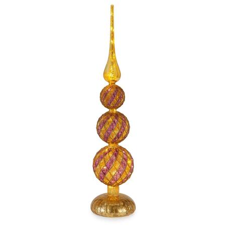 Henriette Puntale per Albero in Vetro Oro e Lilla con Luce LED - collezione Oro Brillante, Ø11 H.49,5 cm