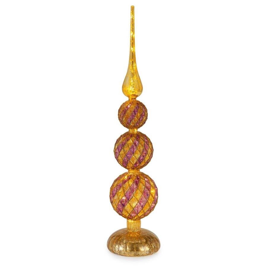Henriette Puntale per Albero in Vetro Oro e Lilla con Luce LED - collezione Oro Brillante, Ø11 H.49,5 cm