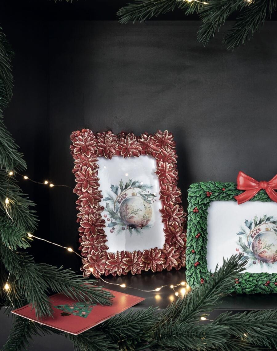 Henriette Cornice Portafoto Stella di Natale Rosso/Oro - collezione Natale in Cornice, cm 16,5x21 (10x15)