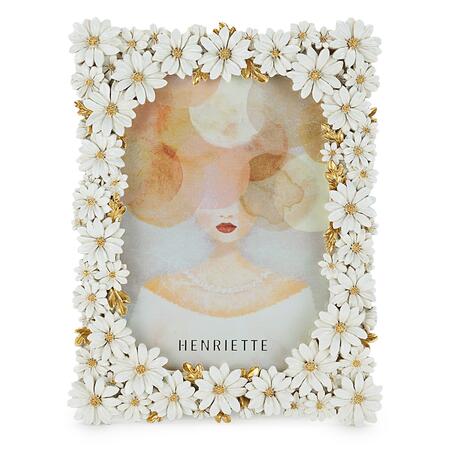 Henriette Cornice Portafoto Millefiori Bianco/Oro - collezione Ostuni, cm 17,5x23 (13x18)