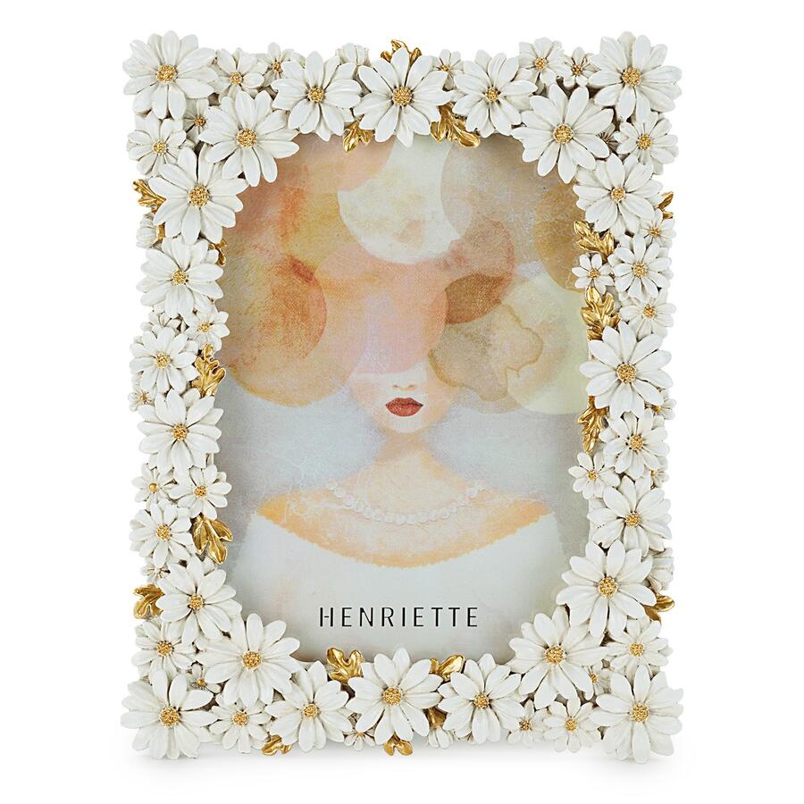 Henriette Cornice Portafoto Millefiori Bianco/Oro - collezione Ostuni, cm 17,5x23 (13x18)